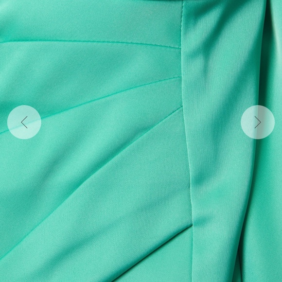 Liv Foster Stretch Satin One Shoulder Maxi Gown Aqua Green Size 6 Asymmetrical - Picture 7 of 17